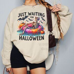 Just Waiting For Halloween Sweatshirt, Summerween Shirt - Sand